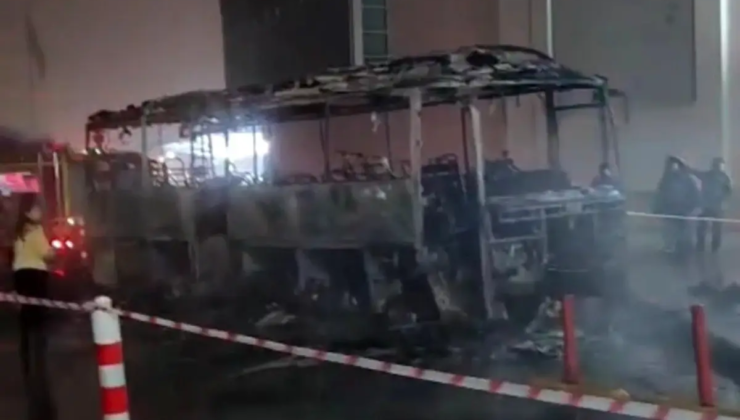 Otobüs alev topuna döndü