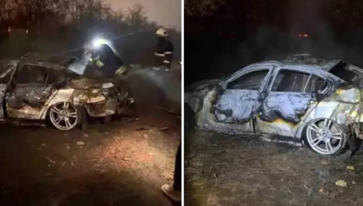 Şarampole uçan otomobil alev aldı! Hayata son anda tutundular