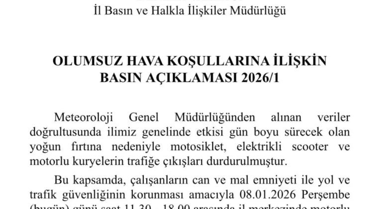 Denizli'de fırtına nedeniyle motorla trafiğe çıkışlar durduruldu