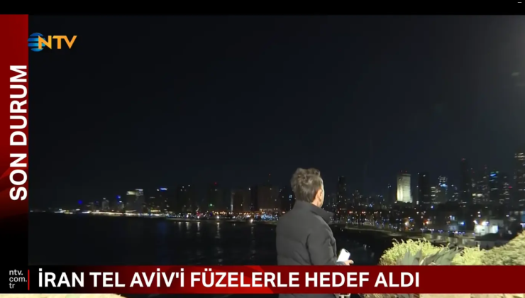 NTV Canlı yayınında Tel Aviv’e saldırı anı