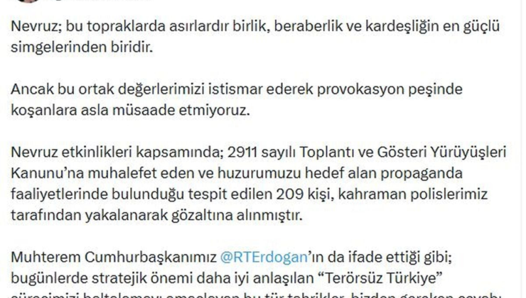 Nevruz'da terör propagandası yapan 209 şüpheliye gözaltı