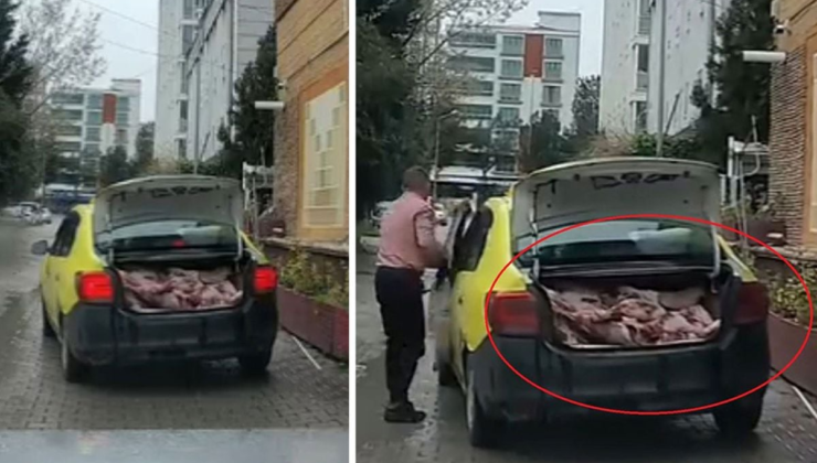Akılalmaz görüntü! Taksi bagajında kilolarca et sevkiyatı
