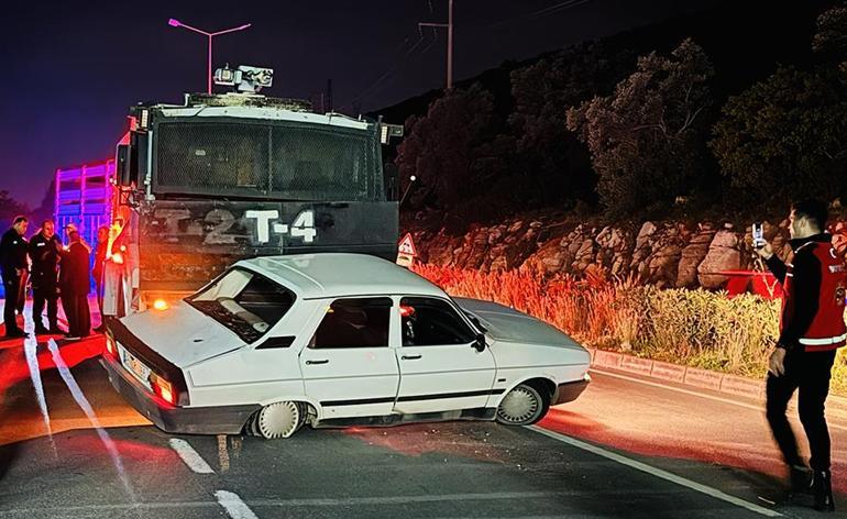 Bodrumda TOMA ile otomobil çarpıştı