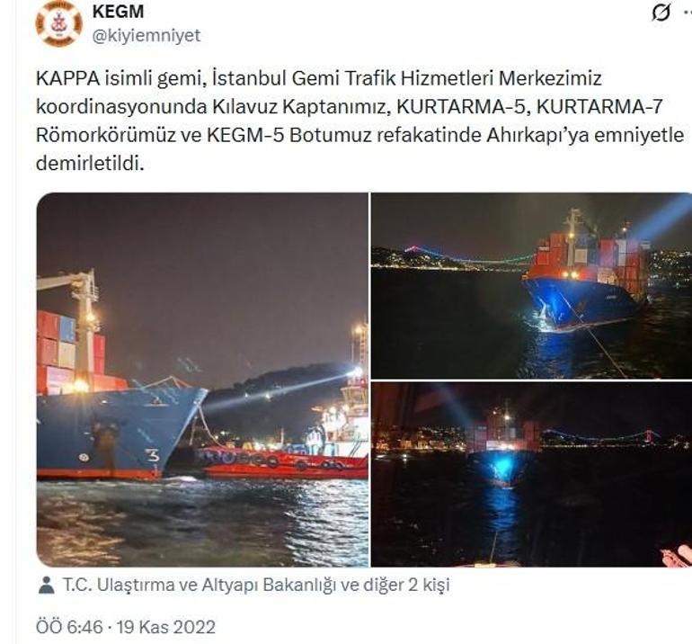 İstanbul Boğazında gemi arızası: Yalıya ramak kala durdu