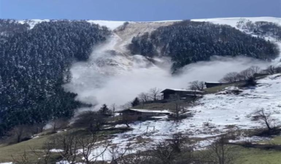 Trabzon’da çığ düşme anı kamerada