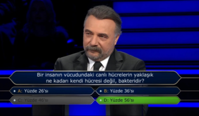 Bir insanın vücudundaki canlı hücrelerin yaklaşık ne kadarı kendi hücresi değil, bakteridir?