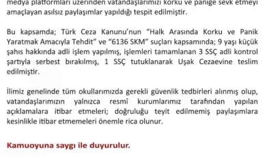 Uşak'ta asılsız paylaşımlara yönelik 1 şüpheli tutuklandı