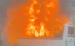 Park halindeki yolcu minibüsü alev topuna döndü