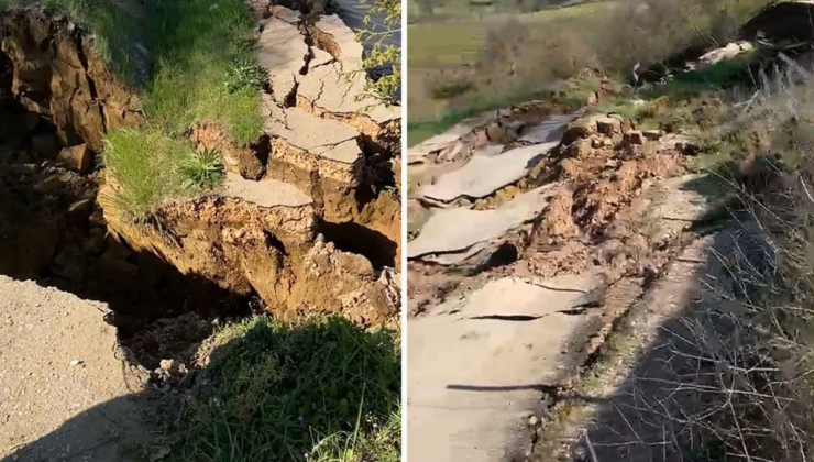 Bursa'da heyelan: Kırsal mahalleleri bağlayan yol ulaşıma kapandı