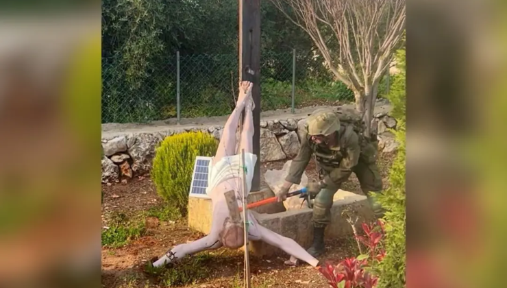 İsrail askerleri Hz. İsa heykelini de balyozla parçaladı