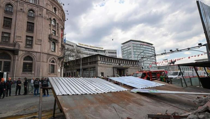 SON DAKİKA… Ankara'da yıkım çalışmasında platform devrildi