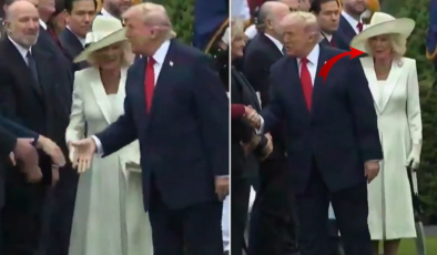 Trump seremoni sırasında Kraliçe Camilla’nın önüne geçti