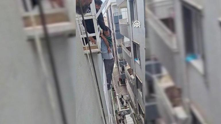 ŞANLIURFADA CAN PAZARI Balkonda asılı kaldı: İşte o anlar...