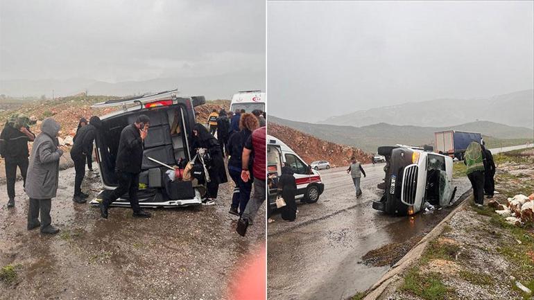 Malatya’da yolcu minibüsü devrildi: 12 yaralı