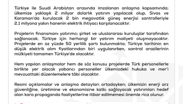 DMM: 'Suudi Arabistan ile yapılan enerji santral anlaşması Türkiye lehine'