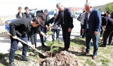 Bayburt'ta öğrenciler fidanları toprakla buluşturdu