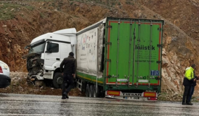 Malatya'da yoldan çıkan tırın sürücüsü yaralandı
